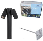 Lampă de exterior pe stativ neagră 50 cm 2 lumini reglabile - Duo