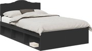 vidaXL Cadru de pat cu headboard Negru 135 x 190 cm Lemn de pin masiv