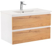 Dulap inferior Vario Forte 80 cu lavoar, stejar alb