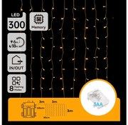 Aigostar - LED Instalație luminoasă de Crăciun pentru exterior 300xLED/8 funcții 3xAA 6x3m IP44 alb cald