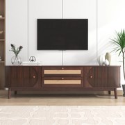 Dulap TV din ratan cu uși și sertare, Culoare naturală | Aosom Romania