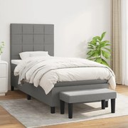 vidaXL Pat box spring cu saltea, gri închis, 80x200 cm, textil