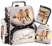 Geantă de școală pentru fete - set din 3 piese - LOVELY HORSES