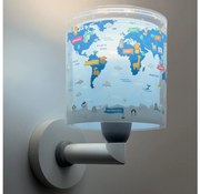 Dalber 40679 - Lampă de perete pentru copii WORLD, 1xE27/15W/230V, albastră