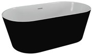 Cada de baie ovala freestanding Spatio Zoe, acril, negru mat, 160 x 80 cm