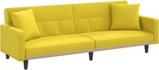 vidaXL Canapea extensibilă, cu perne, galben deschis, textil