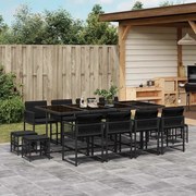 vidaXL Set mobilier de grădină cu perne, 13 piese, negru, poliratan