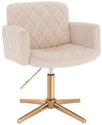 HR802CROSS Scaun Crem din Catifea cu Bază Aurie