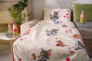 Lenjerie pat 3 piese Tom si Jerry copii 2-6 ani pentru saltele 130x60 ASC6427968000189