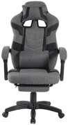 Scaun gaming, suport lombar cu masaj, rabatabil, suport picioare, material textil, Gri