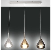 Lustră pe cablu LILA 3xE27/40W/230V transparent/auriu/gri Fabas Luce 3481-48-297