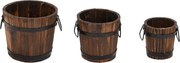 vidaXL Set de jardiniere tip găleată, 3 piese, lemn masiv de brad
