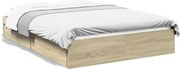vidaXL Cadru de pat cu sertare stejar sonoma 135x190 cm lemn prelucrat