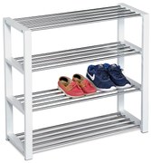 Raft pentru pantofi 4 niveluri alb/crom, 81 x30 x 73 cm, 4 etaje