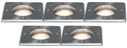 Set de 5 spoturi de sol din oțel IP65 - Basic Square