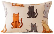 Husa pentru perna din microfibra COLORED CATS 70x90 cm, crem