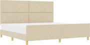 vidaXL Cadru de pat cu headboard Crem 200 x 200 cm țesătură