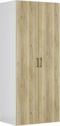 Dulap FLEX, alb/stejar PAL, cu 2 usi, 100x66x240 cm