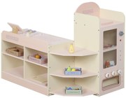 AIYAPLAY Supermarket pentru copii, magazin jucărie din lemn, casă de marcat, distribuitor și accesorii, 90,7x60x73,8cm, verde | Aosom Romania