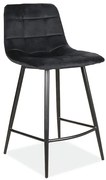 Scaun de bar MILA VELVET negru cu picioare negre