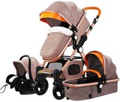 Carucior 3 in 1 cu landou transformabil sport, 0-36 luni, Crem - CPC-14-crem