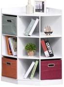 HOMCOM Mobilier de colț pentru depozitare mobilier pentru copii unitate de depozitare 9 nișe 3 sertare din material netesut MDF alb | Aosom Romania