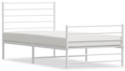 Cadru de pat metalic cu tablie de cap/picioare, alb, 90x190 cm