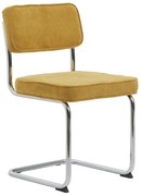 Scaun de dining galben din catifea reiată Rupert – Unique Furniture