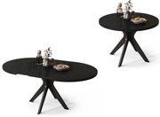 Mazzoni RENZO Negru - MASĂ ROTUNDĂ Ø110 EXTENSIBILĂ PÂNĂ LA 180 cm | PENTRU BUCĂTĂRIE SUFRAGERIE LIVING RETRO