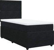 vidaXL Pat box spring cu saltea, negru, 100x200 cm, catifea