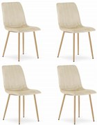 Set 4 Scaune Bucatarie/Dining Gabe Picioare Finisaj Lemn, Catifea Bej