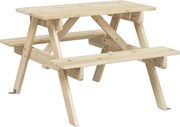 vidaXL Masă picnic pentru 4 copii, orificiu umbrelă, lemn masiv brad