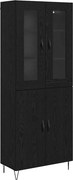 vidaXL Bufet Stejar alb și negru 69,5 x 34 x 180 cm Lemn compozit