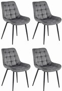 Set 4 Scaune Bucatarie/Dining Joy Gri Inchis Catifea