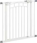 PawHut Poartă de Protecție pentru Scări și Uși, pentru Câinișori, Sistem de Închidere Automată, Montare Fără Găurire, Albă | Aosom Romania