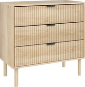 HOMCOM Comodă cu 3 Sertare, Picioare din Lemn Masiv și Design Canelat, 80x40x77,5 cm, Lemn Natural | Aosom Romania