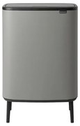 Cos de gunoi Brabantia Bo Touch Hi 1001266, 2x30 L, Perfect langa perete, Reglare picioare, Acoperit cu minerale, Gri