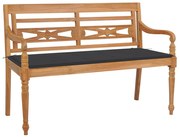 vidaXL Bancă Batavia cu pernă antracit, 120 cm, lemn masiv tec
