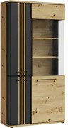Vitrina MOLTO ML2, stejar artisan/negru, PAL/sticla, cu iluminare LED,