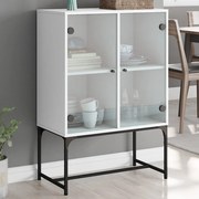 vidaXL Dulap lateral cu uși din sticlă, alb, 69x37x100 cm