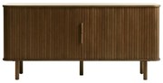 Comodă maro joasă cu aspect de lemn de stejar cu ușă glisantă 76x160 cm Cavo – Unique Furniture