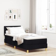 vidaXL Pat boxspring cu saltea cu saltea Negru 80 x 200 cm țesătură