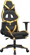 vidaXL Scaun de gaming cu masaj/suport picioare negru/auriu piele eco