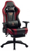 DOWINX Scaun gaming, ergonomic, pernă lombară cu masaj, suport pentru picioare, piele PU matlasata, respirabila, cotiere 4D, rezistent 150 kg, Negru/Rosu