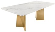 Masa design modern, Metal, Auriu, Marmura, Alb, EXTRAVAGANCIA 200cm, A-45929 VC