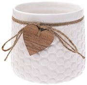 Mască de ghiveci din ceramică Heart, albă, 14 x12,5 x 11,5 cm
