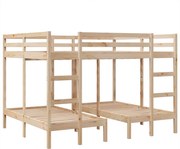vidaXL Pat supraetajat triplu, 160x200/80x160 cm lemn pin