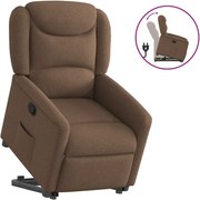 vidaXL Fotoliu rabatabil cu ridicare pe verticală, maro, textil