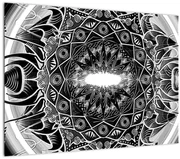 Tablou cu ornamente alb negre (70x50 cm)