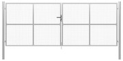 vidaXL Poartă de grădină din oțel galvanizat, 400x150 cm, argintiu